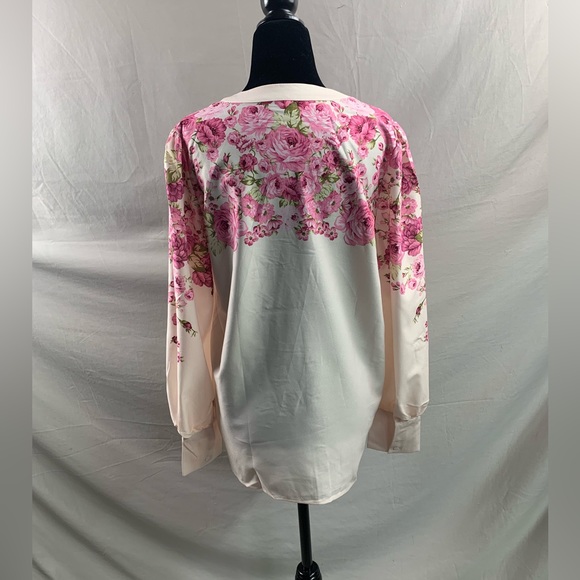 Pink Floral Print Button Front Blouse - Picture 8 of 9